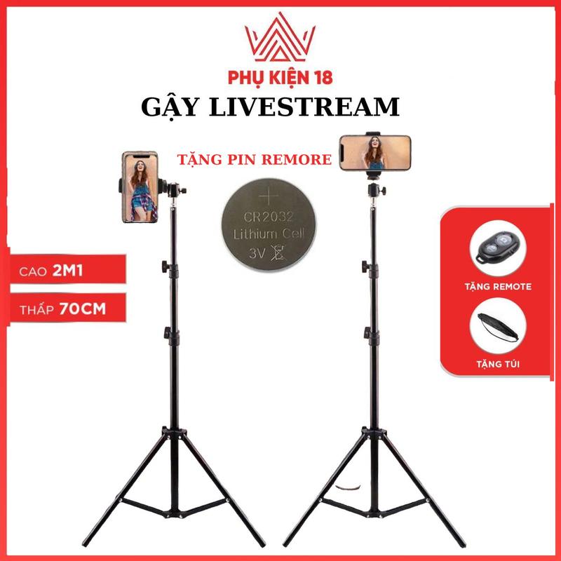 [TẶNG PIN REMOTE] Gậy livestream quay video chụp ảnh review hỗ trợ livetream tiện lợi dễ dàng thu nhỏ mang theo Selfie Phụ Kiện