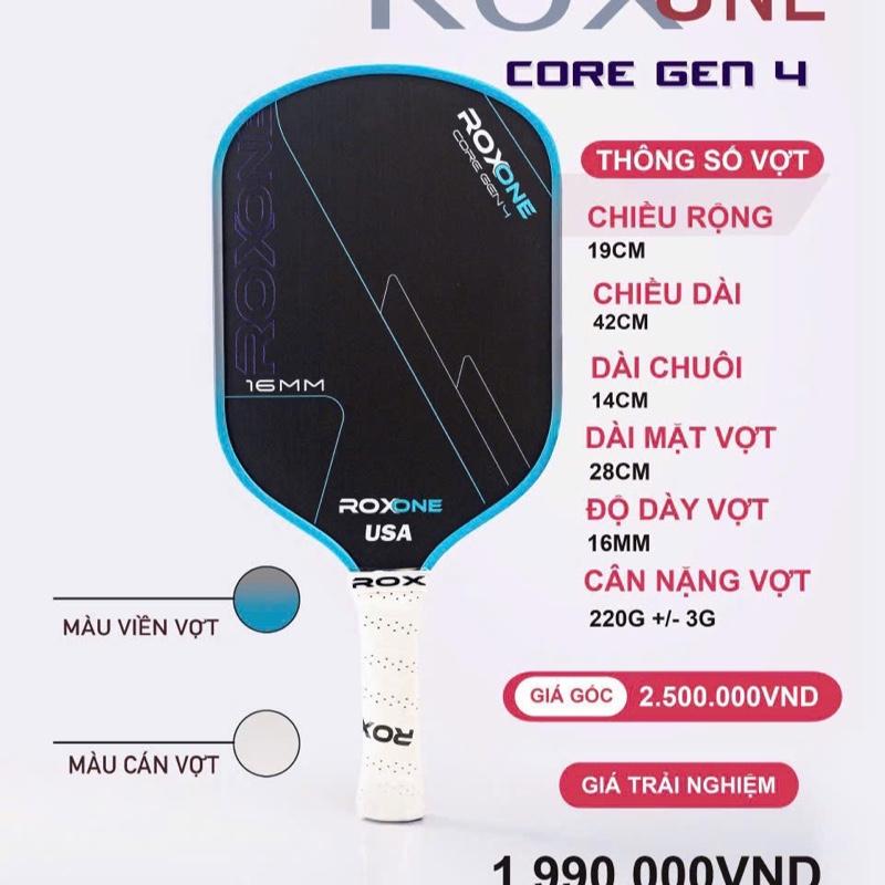 vợt pickleball Roxone core gen 4 mua kèm túi,cuốn cán,bóng tập, và dán viền bảo hành 3 tháng sportnam carbon