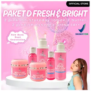 SPESIAL LAUNCHING NEW BORN NEXT GENERATION- PAKET D FRESH & BRIGHT WITH NIACINAMIDE 5X MENCERAHKAN ARTHA LDT(2 Pink Moistureday Lotion + 2 butter + 2 pinkish essence ) [Pencerah  Perawatan Hand]