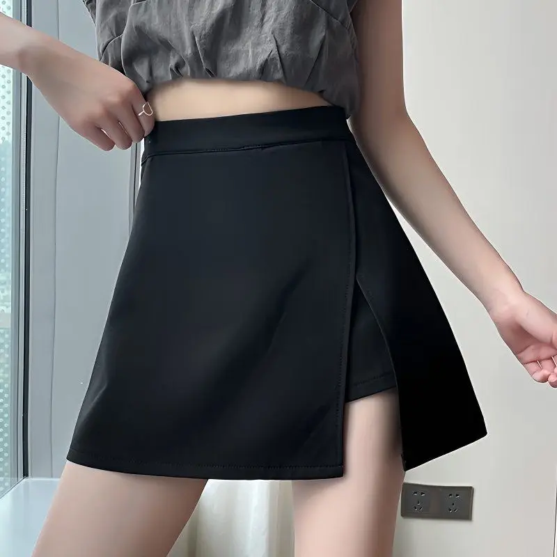 Seluar Pendek Skirt Separuh Belah, Untuk Wanita, Pinggang Tinggi, Kesan Pelangsingan dan Menyanjung, Gaya Garis A, Skirt Pendek Bodycon, Seluar Panas Wanita, Seluar Pendek untuk Wanita, Seluar Fit Bersaiz Besar