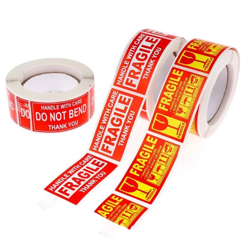 Product Introduction of 250Pcs/Roll Care for Goods Fragile Label Stickers Careful Fragile Sticker 25x45mm Yellow Fragile Roll Sticker Please Handle White Fragile Shipping Stickers for Goods 10
