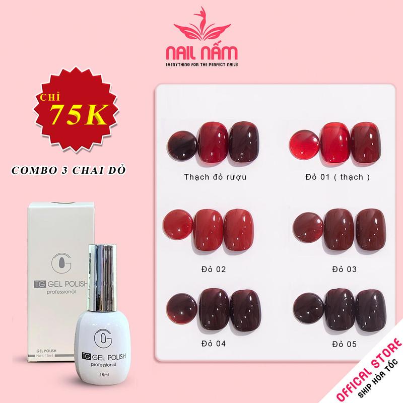 Sơn gel hơ máy đỏ TG cao cấp made in Việt Nam chai 15ml chọn lẻ