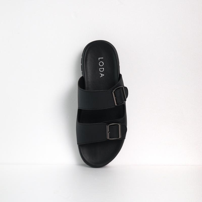 LODA - LD-01 Black Sandal Slide Kulit Pria Best Seller 2
