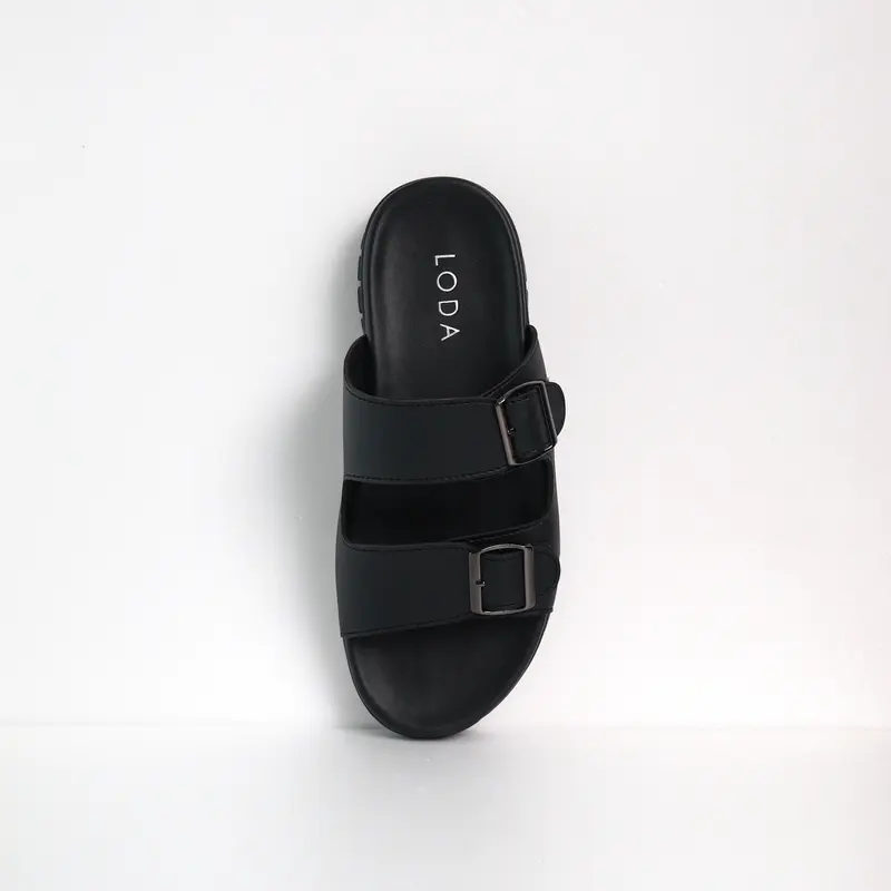 LODA - LD-01 Black Sandal Slide Kulit Pria Best Seller 1