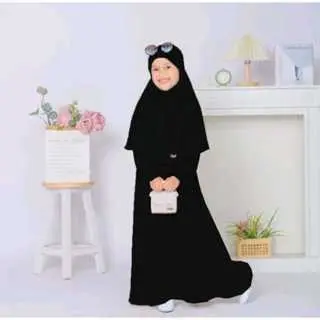 GAMIS ANAK MUSLIM PEREMPUAN SET HIJAB AISYAH CRINGKLE BAHAN ADEM 5
