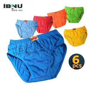 6pcs Kolor Celana Dalam Anak Laki-laki untuk Umur 1-14 Tahun Bahan Katun Polos Motif Warna Menarik Nyaman Sehari-hari Motif Fashion Cowok