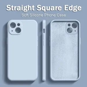 With Logo With Velvet Straight Square Edge Soft Silicone Anti-fall Phone Case For iPhone 17 16 15 14 Pro Max Plus 13 12 11 X XR XS 8 7 Plus Solid Color Shockproof Phone Cover Anti-fingerprint Skin-friendly Phone Casing Shell