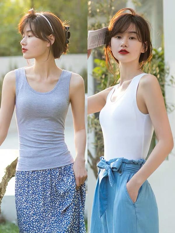 Bra-t with chest pad modal vest shirt waistcoat Nightwear Camisole vest top 4