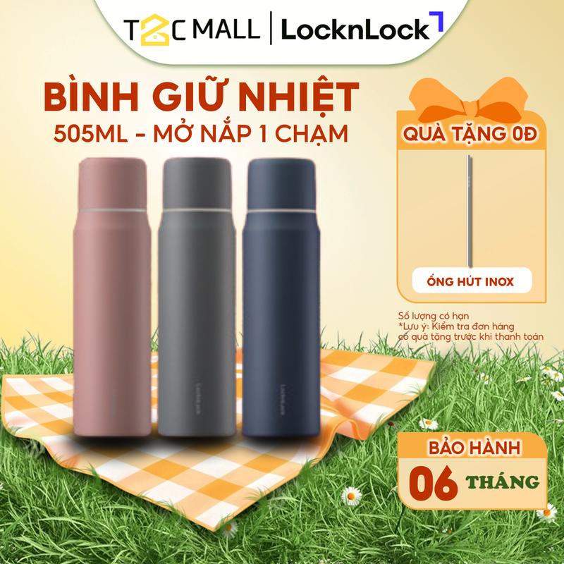 Bình Giữ Nhiệt LocknLock Nắp Cốc Một Chạm 505ml thép không gỉ 304 Maman Cup Vacuum Bottle Lock&Lock LHC1487 - T2Cmall
