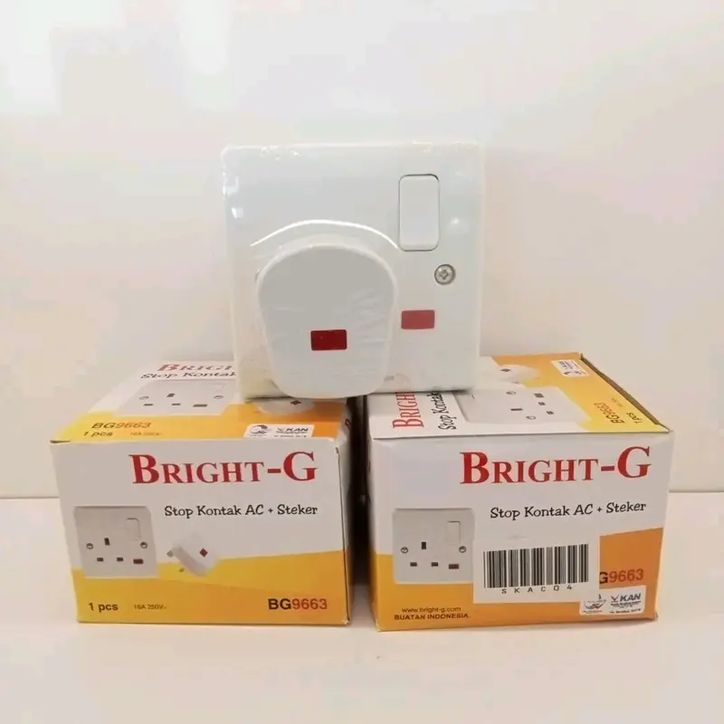 Stop Kontak AC+Steker  merek Bright-G 0
