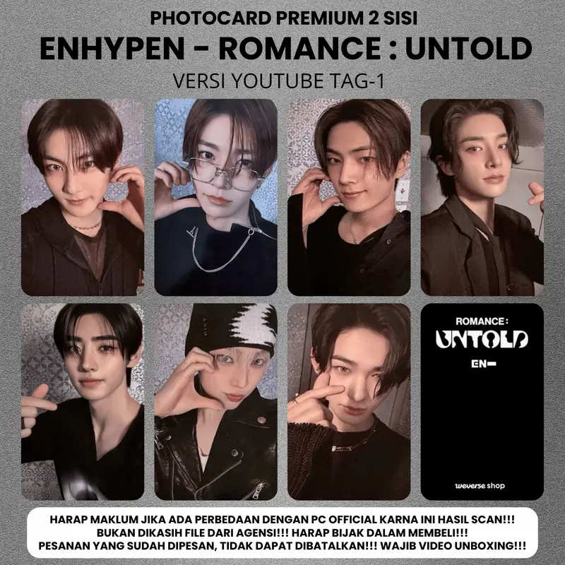 (ISI 7 PCS) Photocard ENHYPEN ROMANCE UNTOLD XO - PC 2 SISI KPOP Premium fotocard Merch Unofficial Enha Engene RU 8