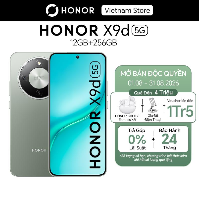 [ĐỘC QUYỀN] Điện Thoại Honor X9d 5G 12 GB + 256 GB, Màu Xanh Ban Mai, Chip Snapdragon 6 Gen 4, Pin 8300 mAh, Kháng Nước IP69K, Bảo Hành 24 Tháng