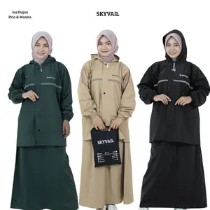 Jas Hujan Stelan ROK Bahan PVC 025 Tebal Kuat Elastis SKYVAIL Jas Hujan dewasa