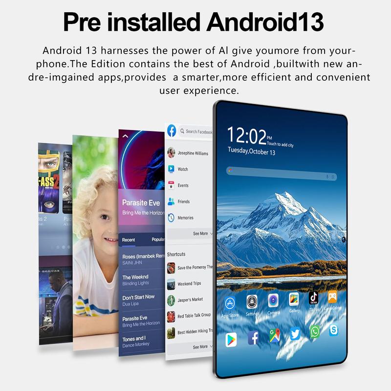 Tablet Smart S13 Asli Baru - Layar OLED 12,8 inci, RAM 16GB + Penyimpanan 1TB, Mouse Gratis, Resolusi 2.5K, Kecepatan Refresh 120Hz, Kamera Ganda 24MP + 48MP, Prosesor MTK 6799 10-Inti, Baterai 8800mAh, Android 13 7
