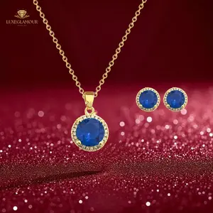 Luxeglamour - Set Anting Dan Kalung motif Mata Biru Set Remaja