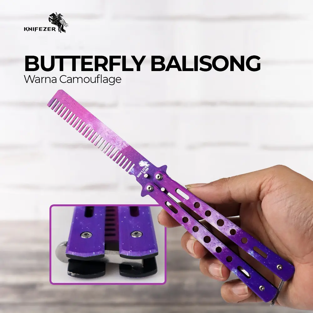 Sisir Besi Butterfly Balisong Training warna/warni
