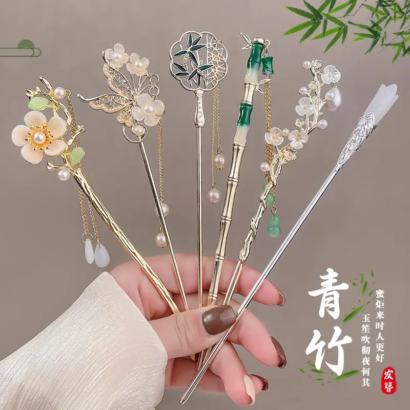 Kẹp Tóc Tua Rua Hoa, Phong Cách Cổ Điển Dành Cho Nữ, Cao Cấp Và Dễ Phối Đồ, Thích Hợp Cho Hanfu, Phong Cách Trung Quốc Thanh Lịch, Bước Tóc Lắc Lư, Zhang Qipao, Kẹp Tóc Cuộn, Mũ Đội Đầu, Phụ Kiện Tạo Kiểu Tóc