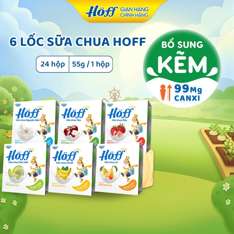  Combo 6 lốc Sữa chua cho bé ăn dặm mix 6 vị Hoff bổ sung canxi kẽm vitamin chất xơ Men vi sinh hỗ trợ hệ tiêu hóa 6 lốc  24 hộp x 55g  