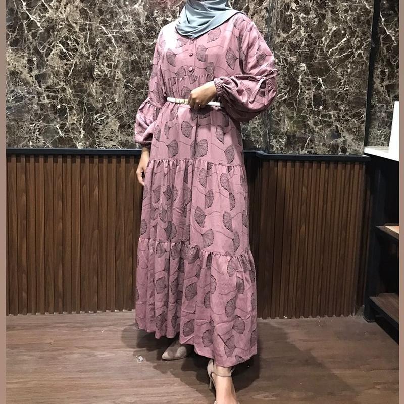 (Terbaru) GAMIS BAHAN CRESPO / MOTIF DAUN 5