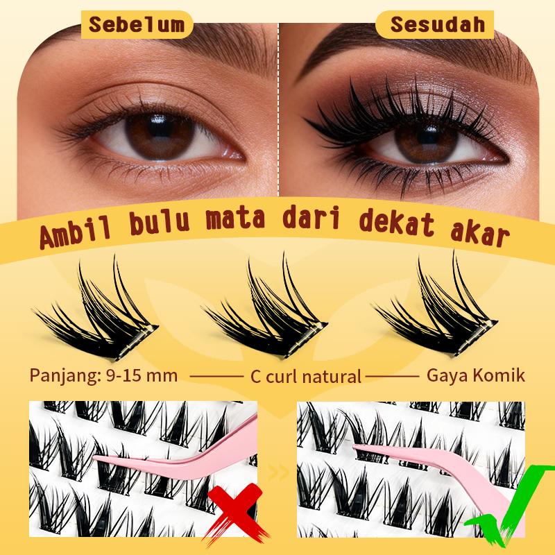 HOHOISYOU 100PCS Kemasan Besar dengan Isi yang Banyak Bulu Mata Palsu Tanpa Lem - Model Kelinci Imut, 9-15mm, 3D Volume, Dapat Digunakan Ulang, Nyaman & Alami untuk Pemula - Day, Remover HOHOISYOU 100PCS Kemasan Besar dengan Isi yang Banyak Bulu Mata Palsu Tanpa Lem - Model Kelinci Imut, 9-15mm, 3D Volume, Dapat Digunakan Ulang, Nyaman & Alami untuk Pemula - Day, Remover
