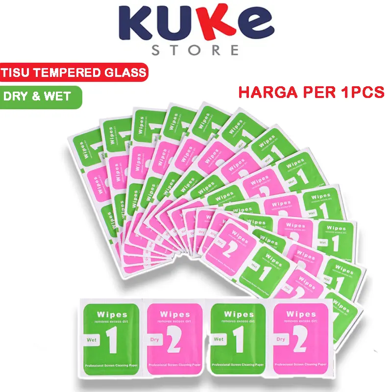 KUKE Tissue Tempered Glass/Tisu Pembersih Kaca Layar Hp Dry & Wet/Tisu Anti Gores Hp/Tisu Tempered Glass/Tisu Lcd Handphone