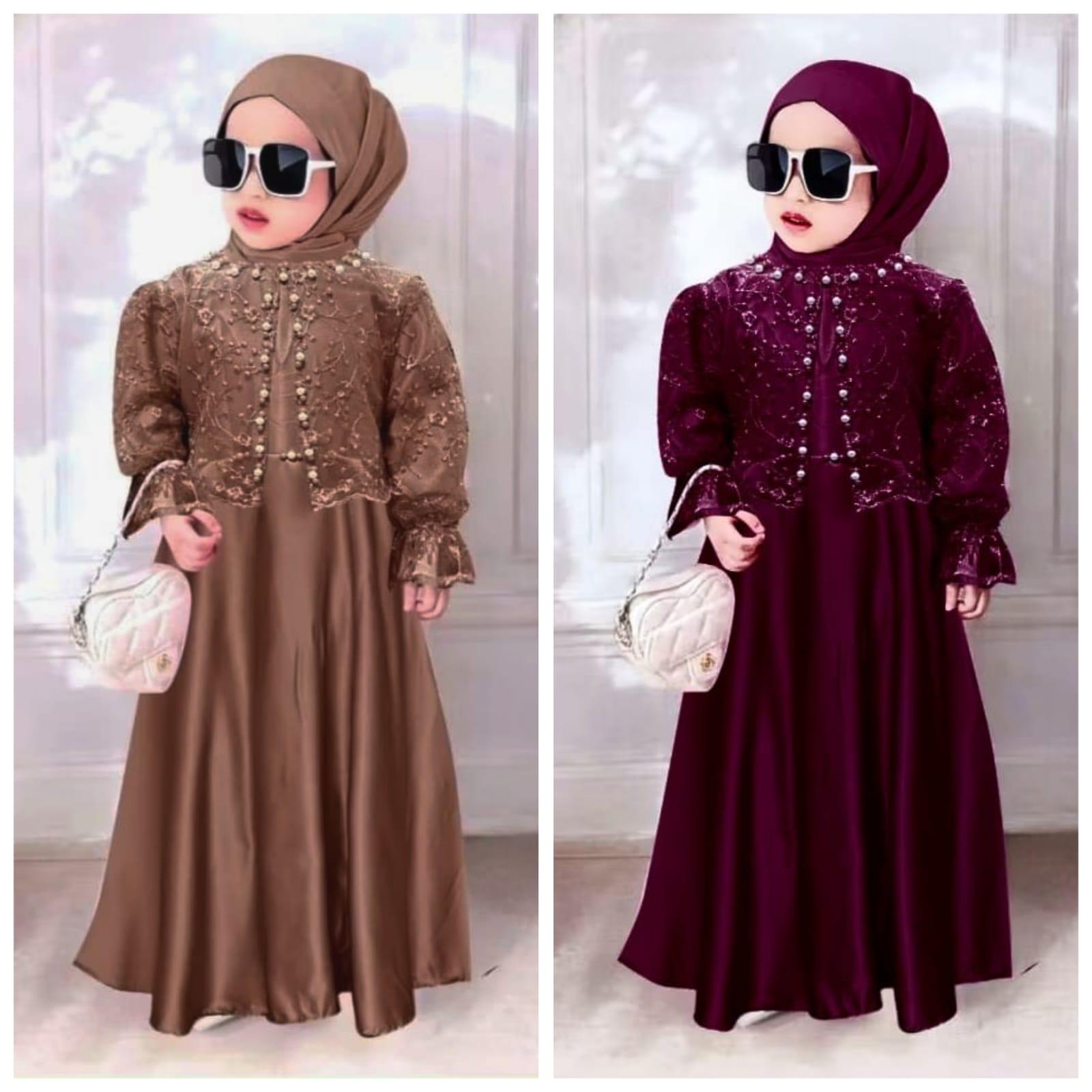 Azumi Dress Gamis Anak Perempuan 2 Sampai 7 Tahun Bahan SILK Mix Brukat Gamis Brukat Anak Terbaru Lebaran  Baju Muslim Cewek