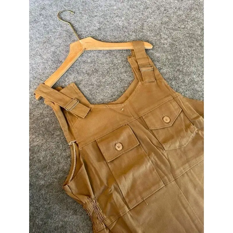 Elizabeth Overall Cargo Wanita Polos Katun Twill Combed Panjang 6