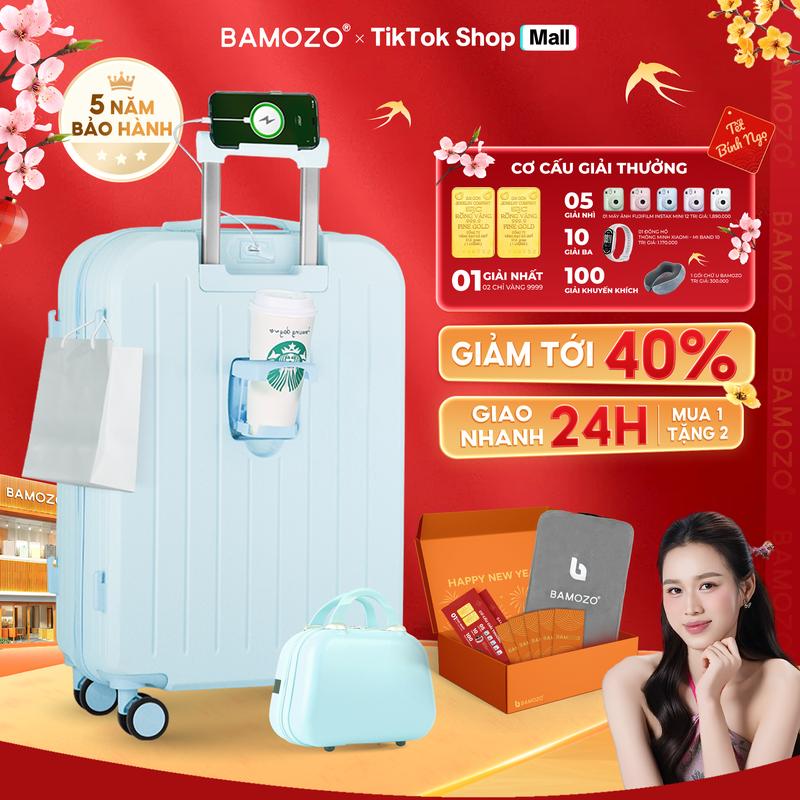   RẺ HẾT NẤC  Combo Vali Bamozo 8812 Cao Cấp + Cốp Mỹ Phẩm Size 20 24 Xách Tay Ký Gửi Nhựa ABS PC Bền đẹp Có Khay Để Cốc Nước Bảo Hành 5 Năm - Lỗi 1 Đổi 1 Trong 30 Ngày _8812 