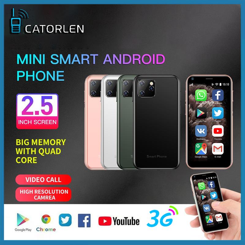 Điện thoại thông minh mini XS11 2,5 inch lõi tứ MT6580A Android 8.0 kính 3D camera HD mỏng thẻ SIM kép Google Play Pocket điện thoại dễ thương