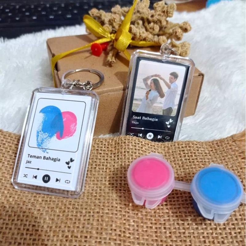 (Cat Biru x Ping) KEYCHAIN SIDIK JARI GANTUNGAN KUNCI SPOTIFY SIDIK JARI 8