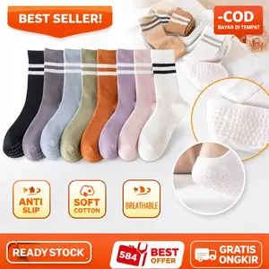 BEARY JEANS BJ249 | Kaos Kaki Wanita anti slip Yoga pilates socks - Kaos kaki oldschool 2 stripes