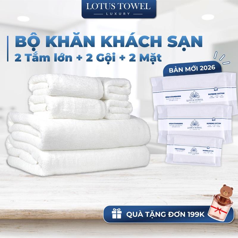 Combo 6 khăn KHÁCH SẠN, Làm Từ Sợi Cotton, siêu mềm mịn, thấm hút, dày dặn - LOTUS TOWEL Nhà Tắm Khăn Tắm