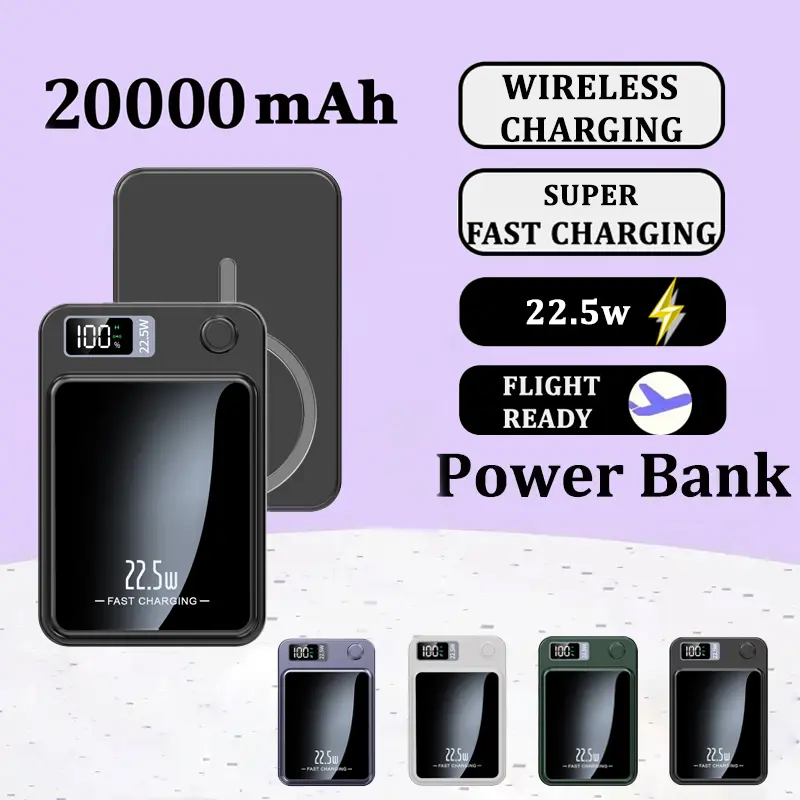 22.5W PD20W Magnetic Wireless Fast Charging 20000 mAh LED Power Bank Compatible Apple iPhone 15 14 Samsung