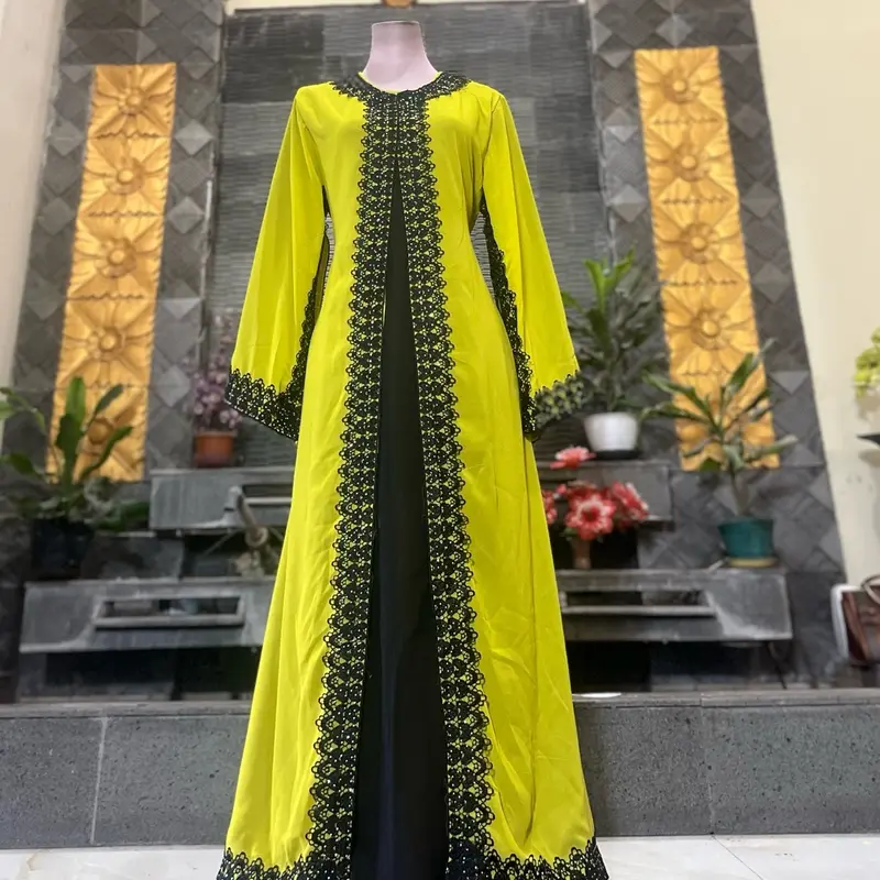 Gamis sabyan mewah rendaa Ceruty Muslim Panjang Wanita Renda Dress SEO 3