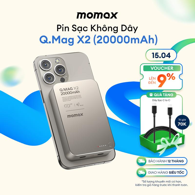 Pin Sạc Dự Phòng Không Dây Từ Tính 5000mAh/10000mAh/20000mAh MOMAX Q.Mag X/X1/X2 | Sạc Nhanh 15W | Chính hãng BH 12T