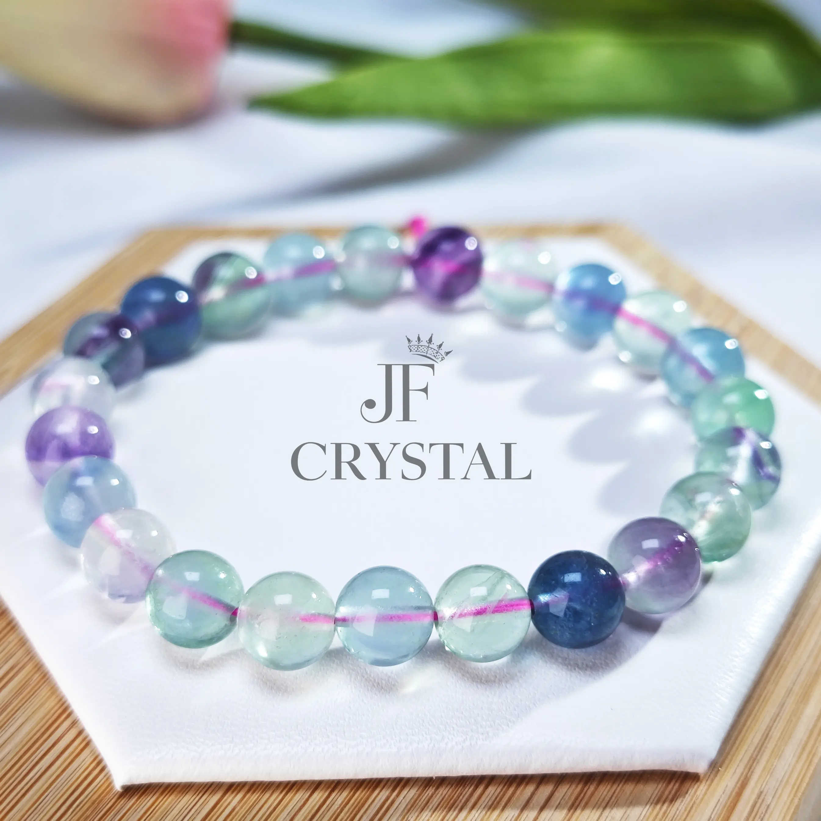 Ice Melaleuca Fluorite Bracelet Girls Niche Gradient Purple Green Crystal Transparent Natural Fluorite Bracelet