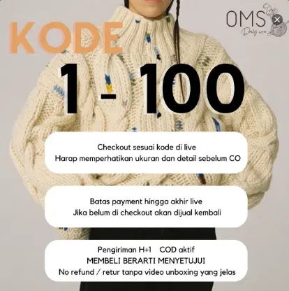(kode 1-100) Nota pembayaran rajut / knitwear by OMSdailywear