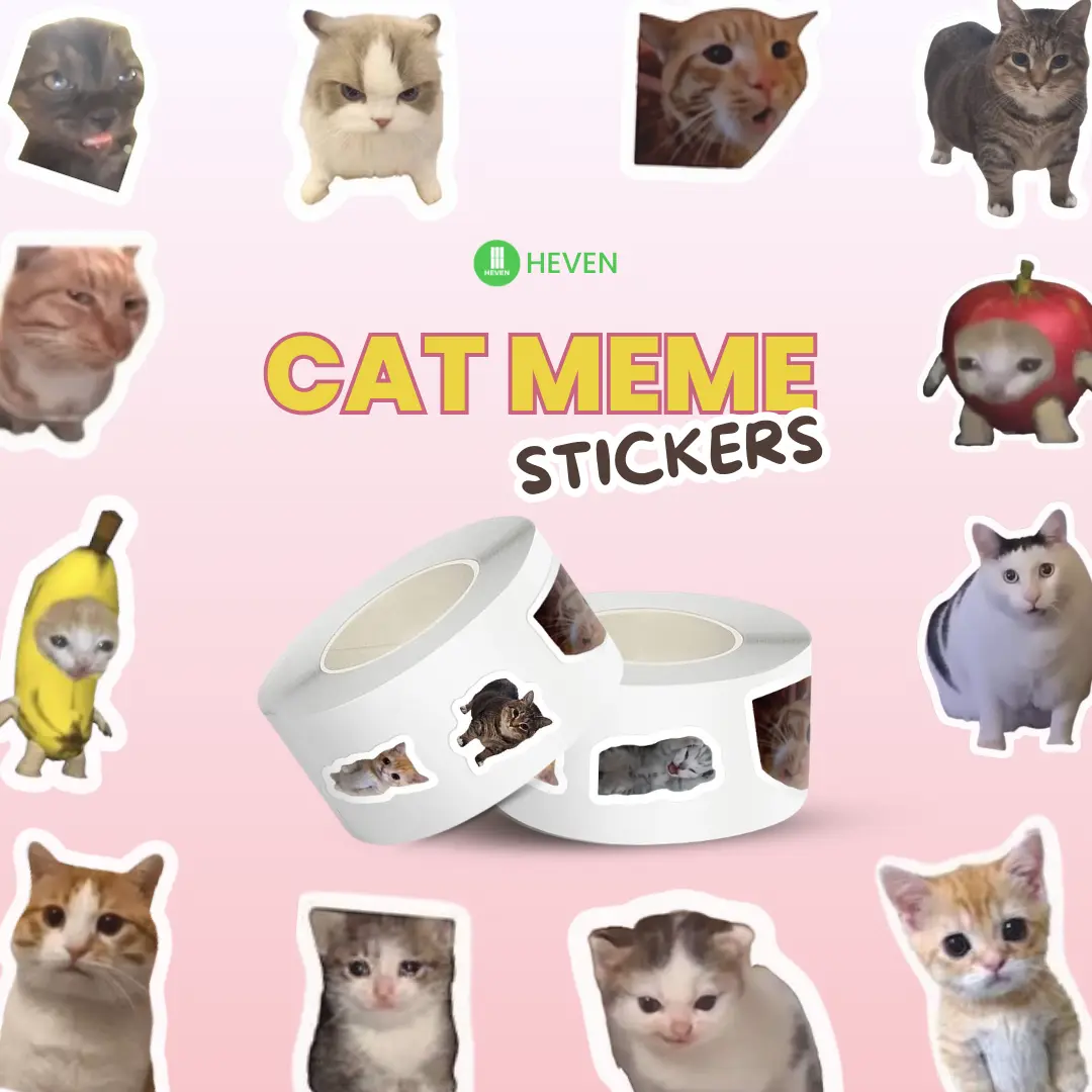 Bộ 100 Miếng Dán Sticker meme Mèo Cho Máy Tính,Casio, Laptop, Điện Thoại, Mũ Bảo Hiểm, Vali iphone