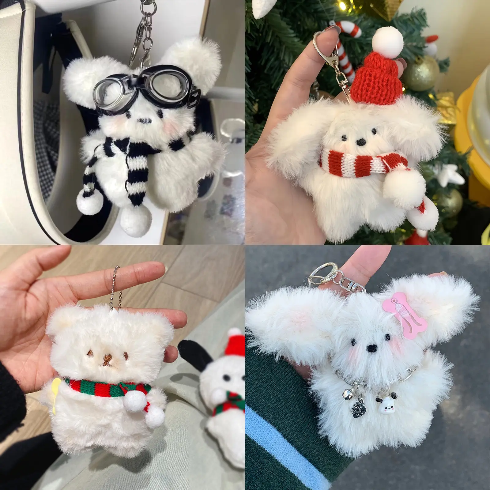 Pacha Dog Keychain Cute Plush Puppy Pendant Sunglasses Puppy Doll Key Ring Creative Western Highland Plush Toy Gift Supplies