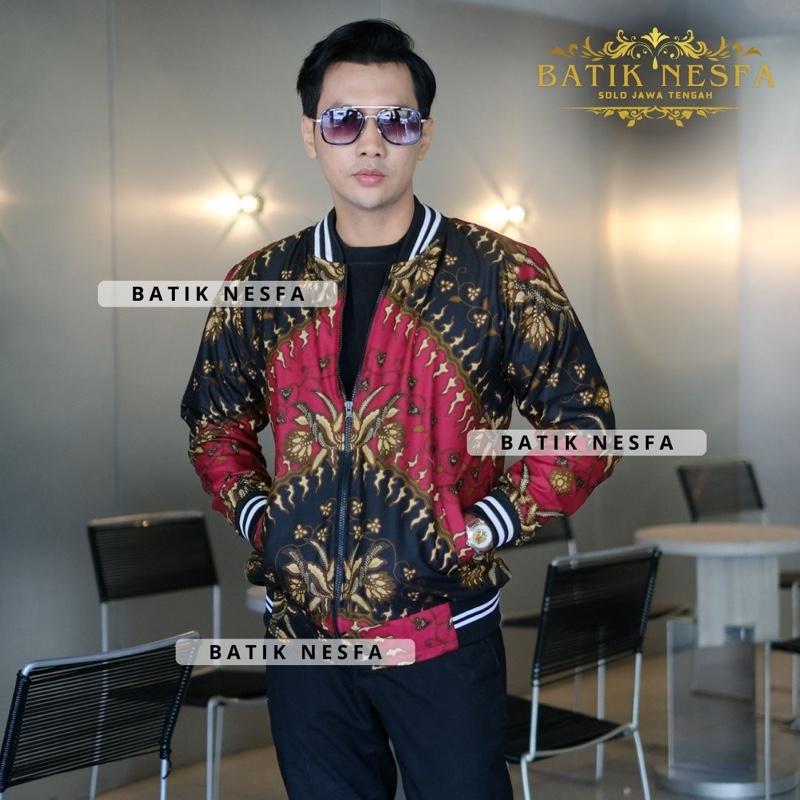 Jaket batik bomber pria keris hitam murah berkualitas 4