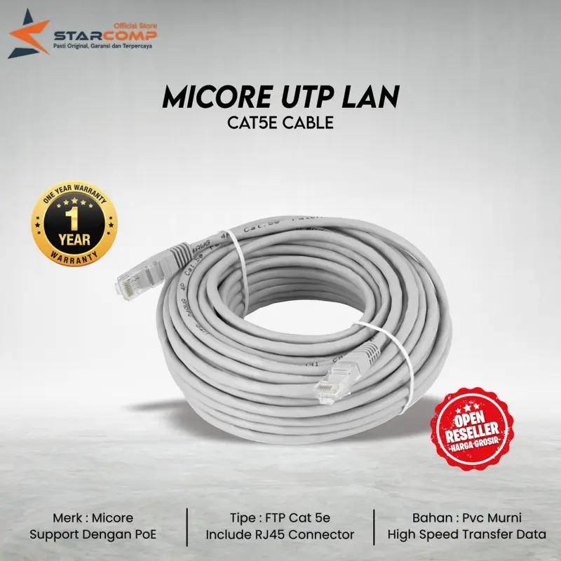 Kabel Jaringan MICORE Cat5 UTP LAN Berkualitas Tinggi 0