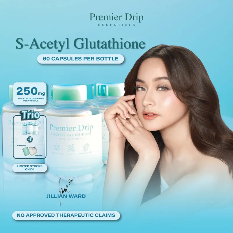 Premier Drip S-Acetyl Glutathione 60 Capsules Glutathione & Vitamin Beauty Supplement for Skin Brightening, Antioxidant Support, and Overall Wellness Premier Drip S-Acetyl Glutathione 60 Capsules Glutathione & Vitamin Beauty Supplement for Skin Brightening, Antioxidant Support, and Overall Wellness