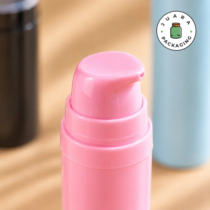 Botol Pump Airless Mini 5ml 10ml 15ml – Wadah Skincare Lotion Serum Kosmetik Kecil Import Tebal Plastik Warna Pink Putih Biru Hitam Botol Isi Ulang Elegan Anti Bocor Premium
