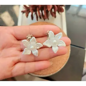 Klip Anting hijab manik manik / klip anting hijab viral kekinian per pasang / anting hijab kelopak Earrings