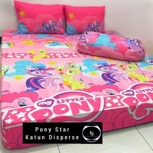 Janitra Sprei knjj Motif Anak PONY STAR-Set Sarung Bantal Guling Bahan Katun Lembut Ukuran 120x200 160x200 180x200 200x200 T20 Disperse Halus Adem