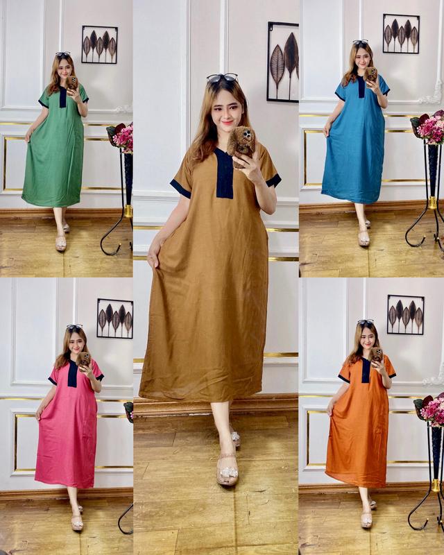 DASTER POLOS JUMBO LIST HITAM BUSUI FRIENDLY BATIK RINATEX - DASTER POLOS JUMBO RESLETING DEPAN TERLARIS daster ld 120 daster  jumbo 6