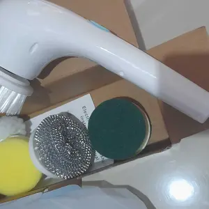 Sikat Pembersih Listrik Tanpa Kabel Genggam 5-in-1 Sikat Pembersih Tahan Air Sepenuhnya Otomatis untuk Penggunaan di Rumah