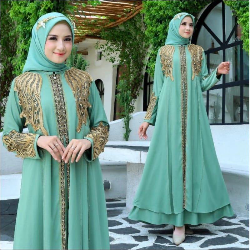 Product Introduction of (COD)Gamis Abaya Arab SHANIA Motif Bordir Jersey Mix Ceruty Mote Swarosky Terbaru Muslim Hitam Turki Mewah 7