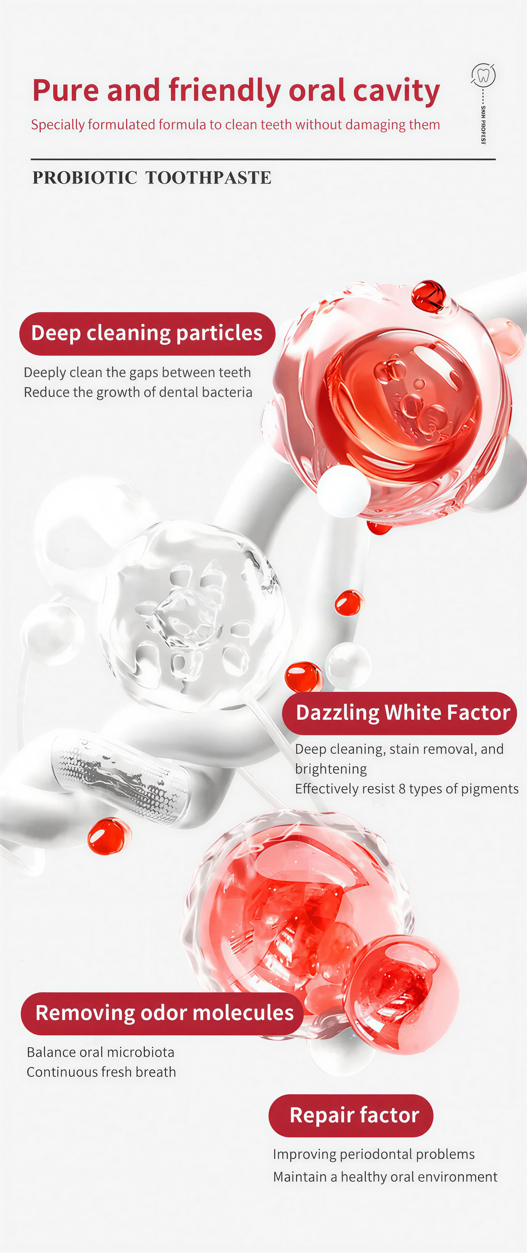 AngelMaster SP10 Probiotic Toothpaste - Pasta Gigi Premium untuk Gigi Lebih Putih dengan 4 Jenis Probiotik, Nafas Segar Seharian, Hapus Noda Kuning Mendalam, Pembersihan Optimal & Penghilang Noda - Mulut