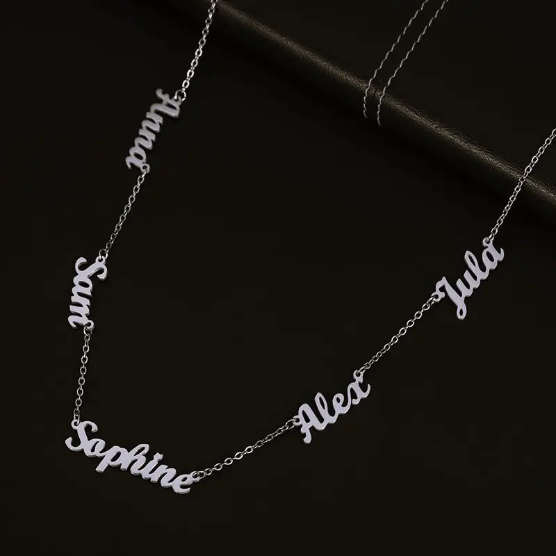 AS025 Multiple Names Custom Cut Necklace Personalized Gift Stainless Steel Letter Necklace For Mother's Day Anniversary Valentine's Day 3